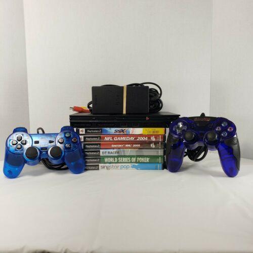 PlayStation 2 PS2 Slim SCPH-77001 Console Bundle w/ 2 Controllers, 6 Games