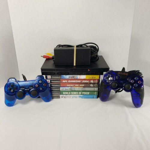 PlayStation 2 PS2 Slim SCPH-77001 Console Bundle w/ 2 Controllers, 6 Games